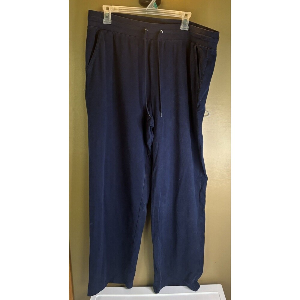 Studio Works Sport Wide Leg Blue Lounge Pants 95% Cotton Women’s XL Flaw See Pic